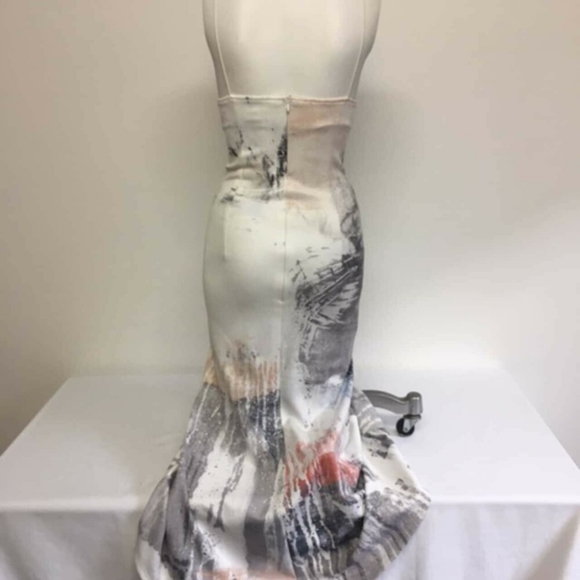 MAURIE & EVE Untold Silver Print Stretch Slip Formal Evening Midi Dress - Picture 7 of 10